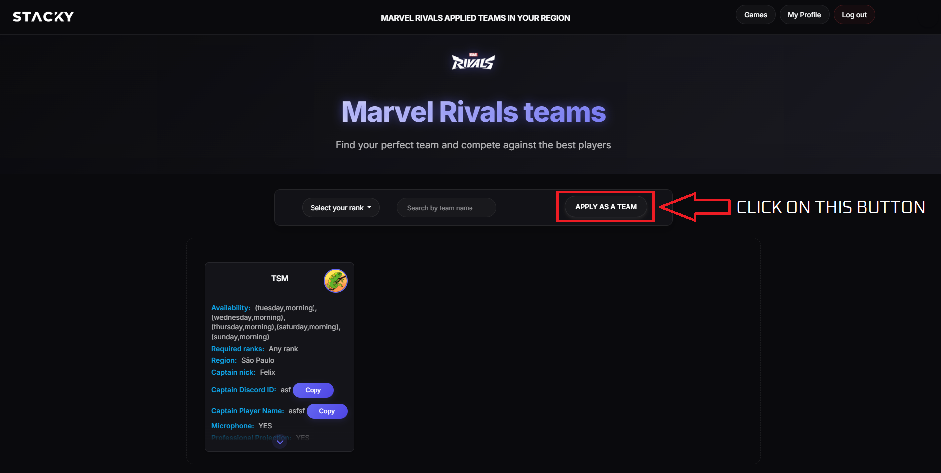 Apply as a team step 3
